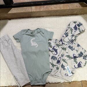Carter's Green Dinosaur Onesie Set new